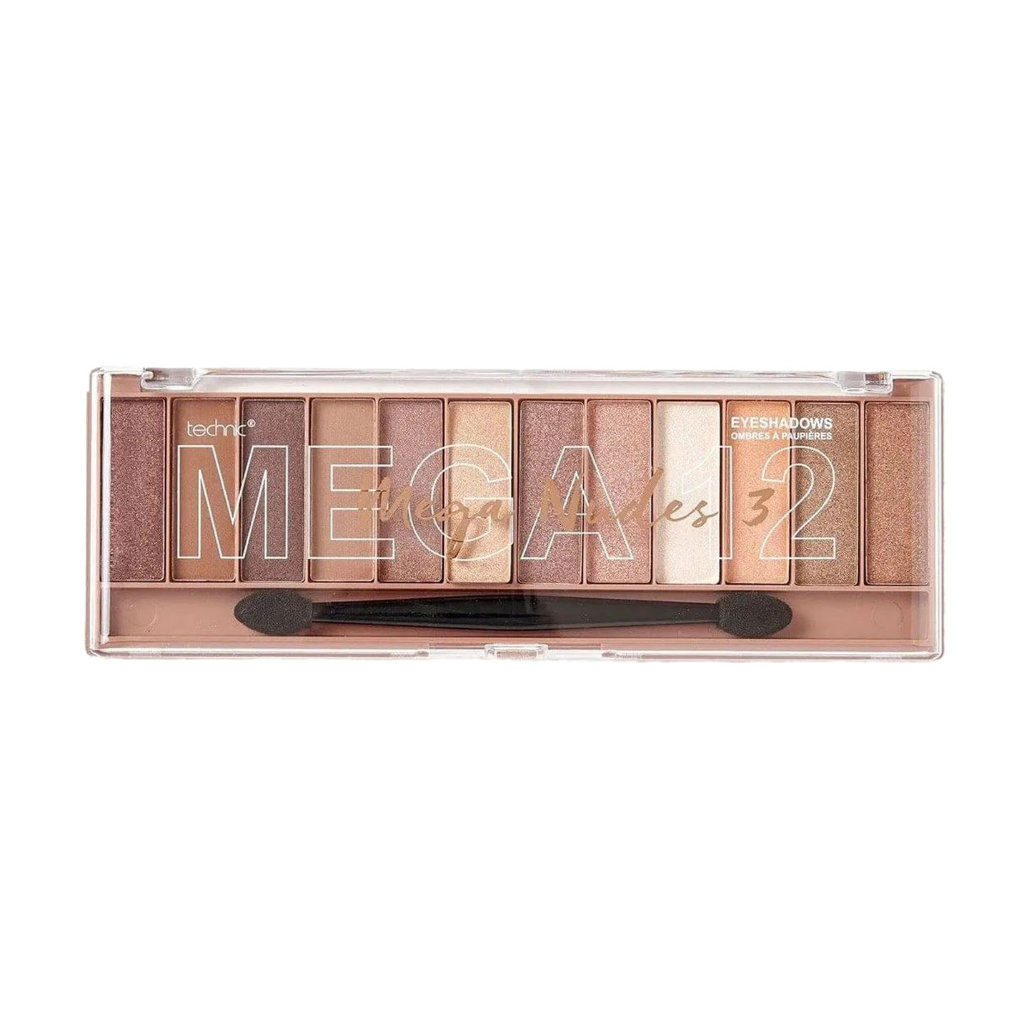 Палетка тіней для повік technic Mega 12 Eyeshadow Mega Nudes 3, 18 г
